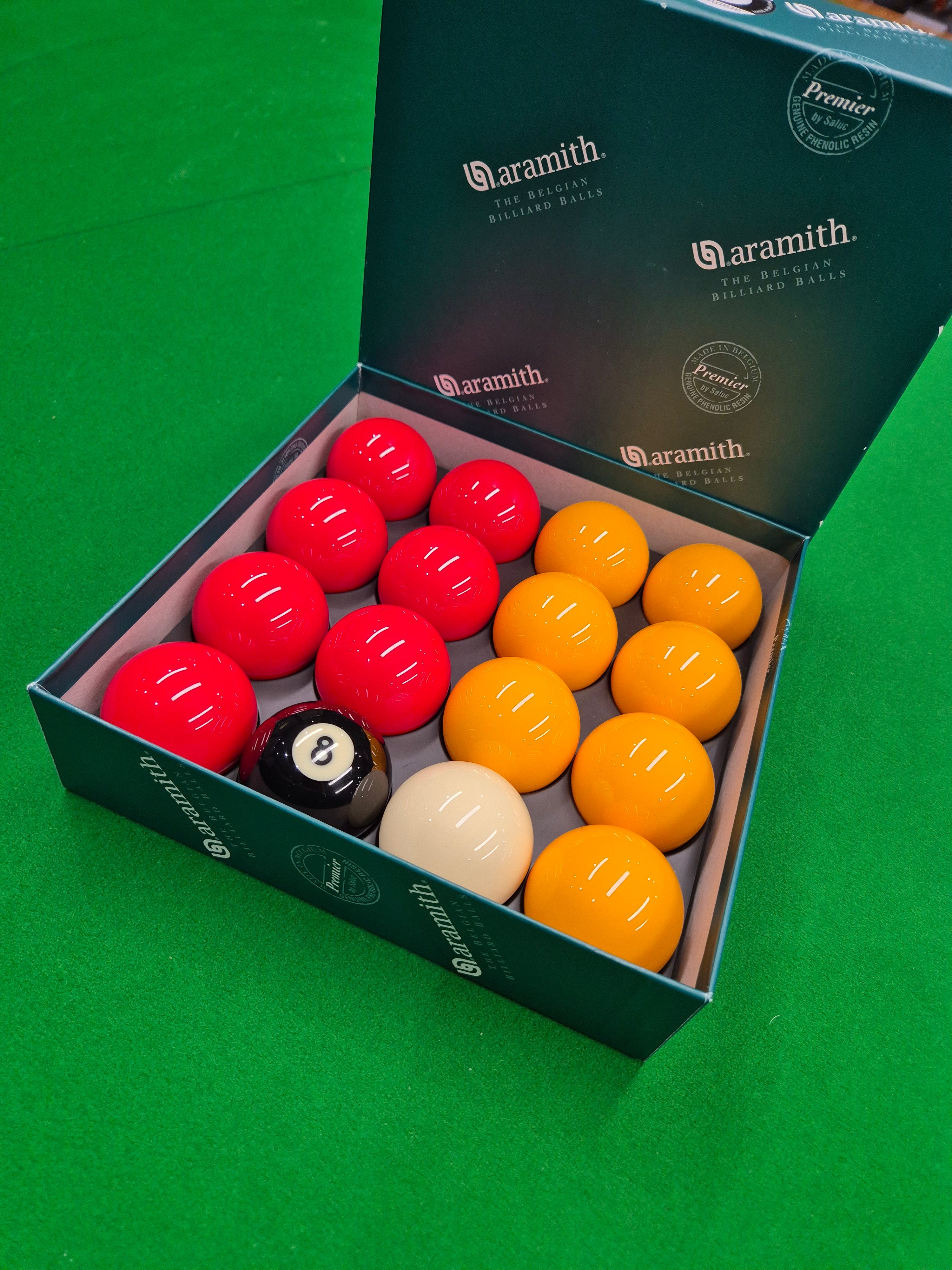 Aramith Premier 2" Pool Balls - Red & Yellow